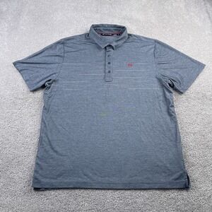 Travis Mathew Polo Shirt Mens‎ XL Blue Stripes Performance Golf Pima Cotton